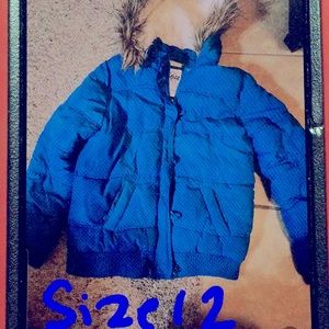 Girls puffer coat from Justice with brown fur on hood